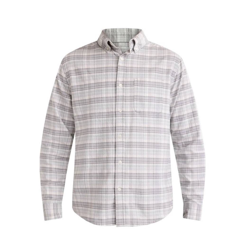 Men's Gray Plaid Button-Down Shirt